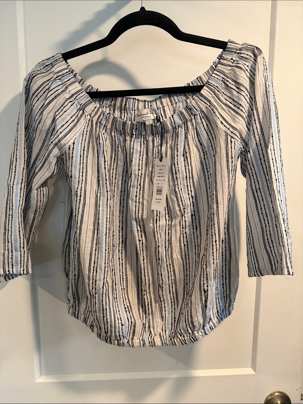 Michael Stars White Striped Off-Shoulder Blouse